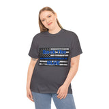 Back The Blue Distressed Flag Cotton T-Shirt