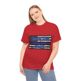 Back The Blue Distressed Flag Cotton T-Shirt