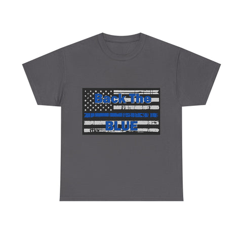 Back The Blue Distressed Flag Cotton T-Shirt