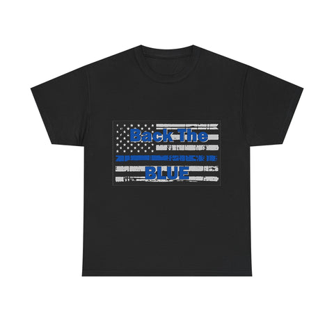 Back The Blue Distressed Flag Cotton T-Shirt