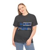 Back The Blue Distressed Flag Cotton T-Shirt