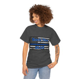 Back The Blue Distressed Flag Cotton T-Shirt